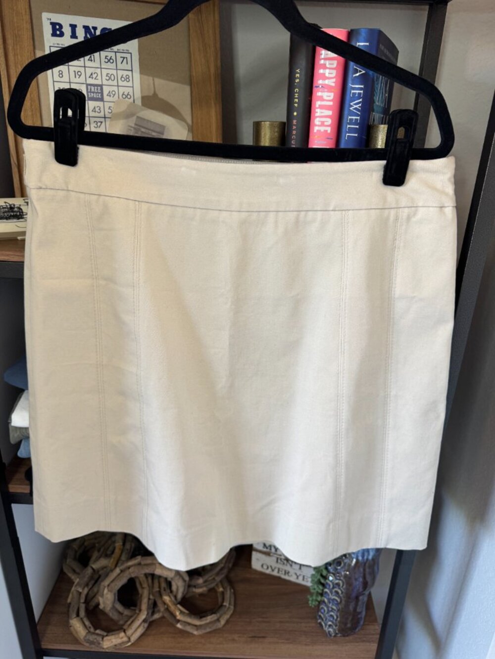 White House Black Market Tan Lined Stretch Cotton Mini Skirt - Size 12